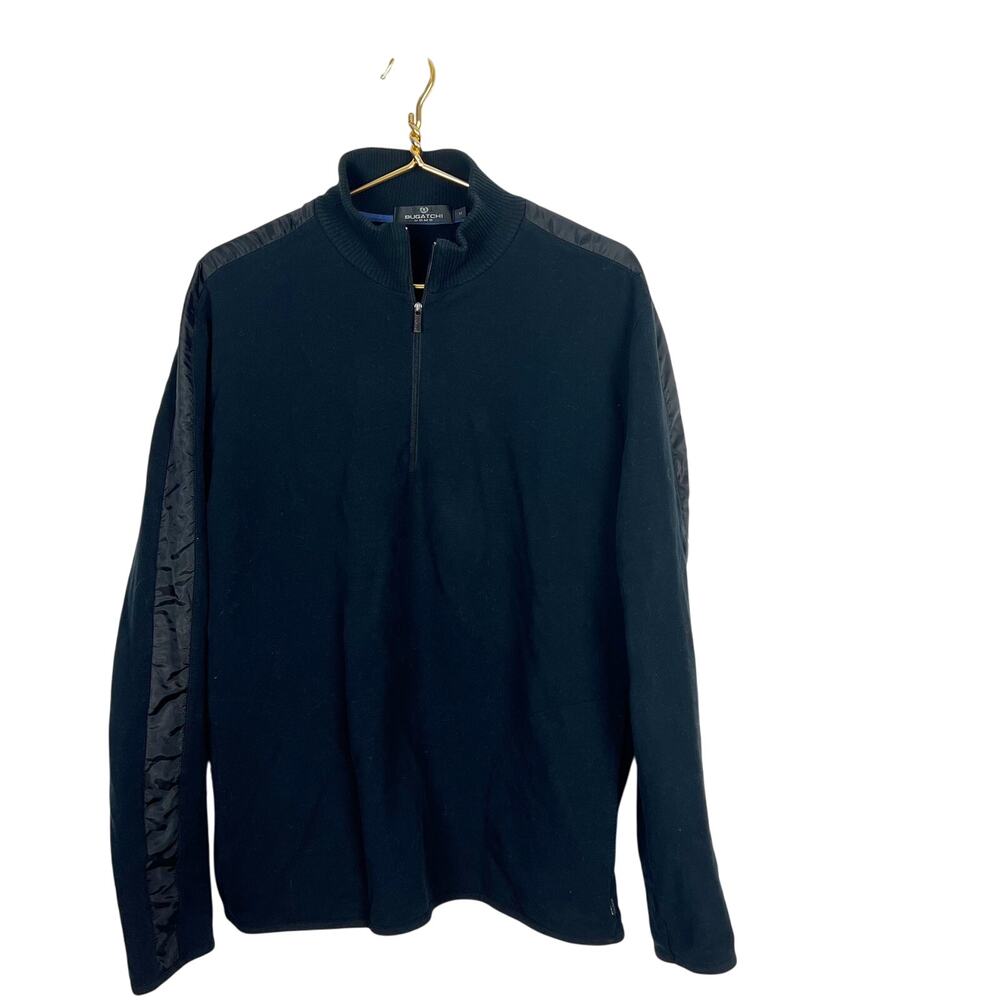 Bugatchi Black 1/4 Zip Pullover Sweatshirt Nylon Trim Sz M